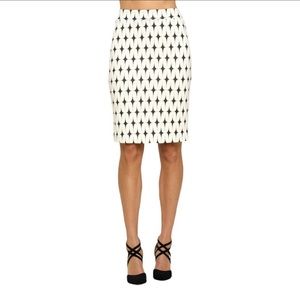 Renee C Pencil Skirt Black and White Pattern